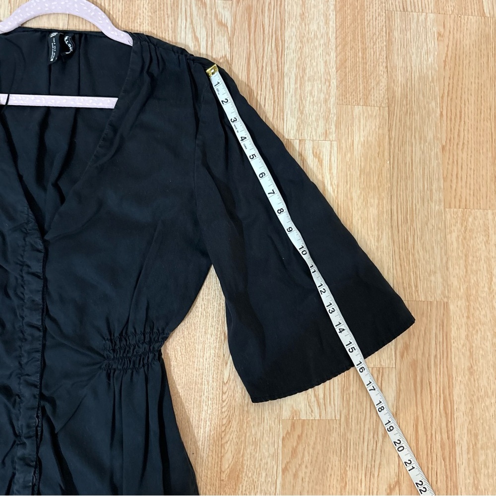 Zara Charcoal Button Down Mini Dress Gothic Dark Academia Whimsy Wednesday Sz S - Picture 3 of 9